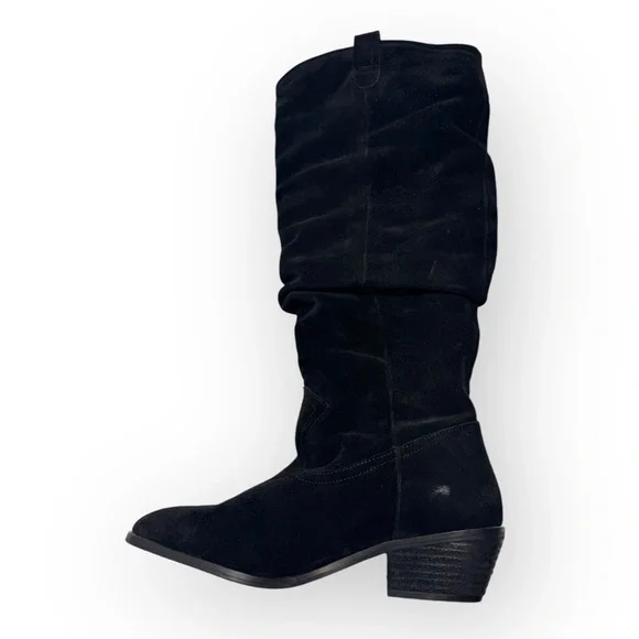 ANTHROPOLOGIE TALL KNEE HIGH TALL SCRUNCH BOOTS SUEDE BLACK SIZE 8.5 NEW - Picture 4 of 10